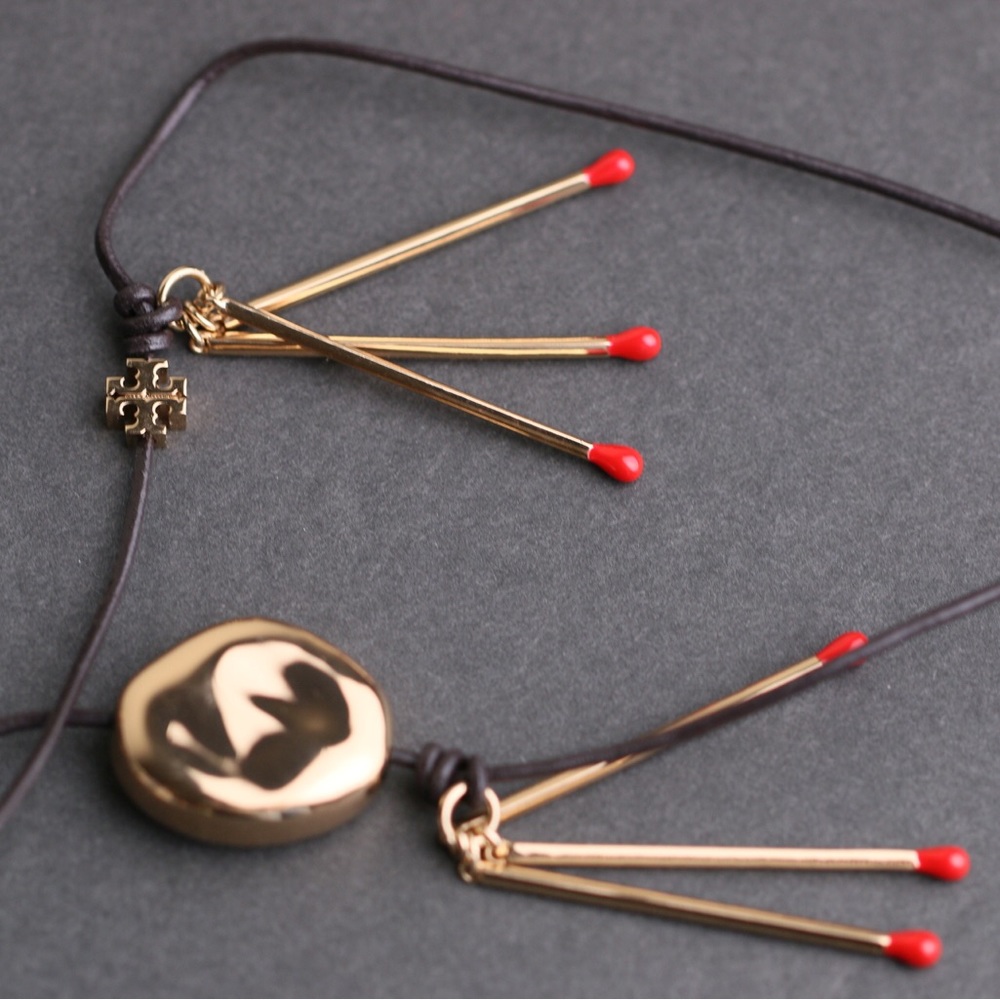 Tory Burch Gold and Red Pendant Necklace - Picture 7 of 16